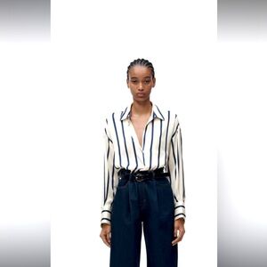 Striped Women's Top - Cream and Black